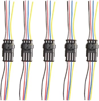 HIGHROCK 5 Kit 4 Pin Way Car Waterproof Electrical Connector Plug with Wire AWG Marine