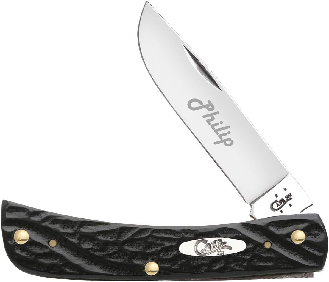 Personalized Case Rough Black Sod Buster JR Pocket Knife - Free Laser Engraving