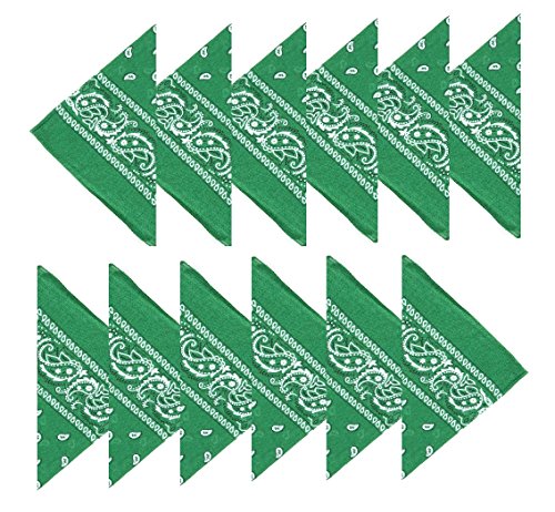 Boolavard Coton, 1er 6 ou 12 Pack Bandanas avec motif Paisley original | Couleur au choix (12 Vert Foncé)