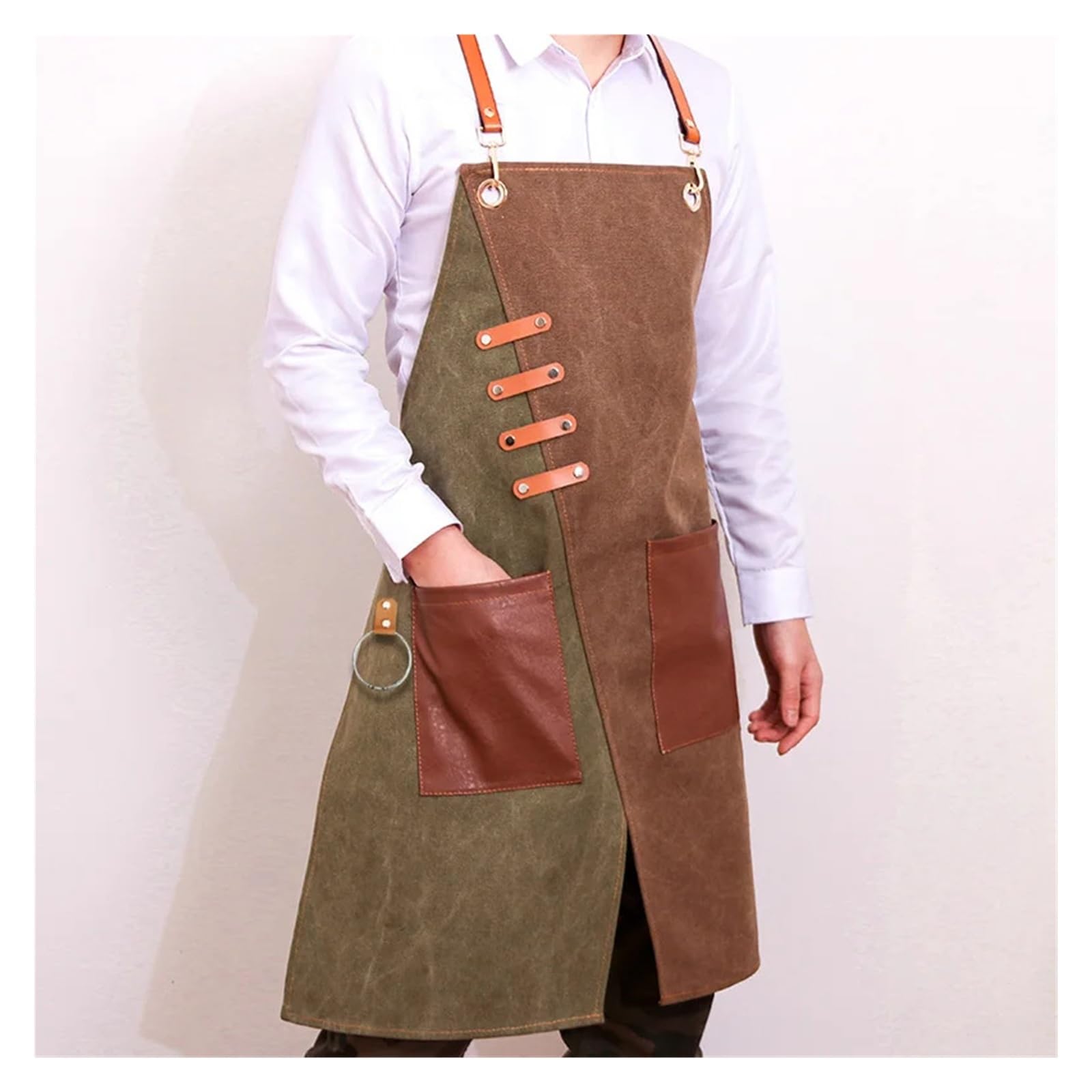 Générique Tablier de chef, dos croisé en toile denim réglable avec poches, bavoir cuisine