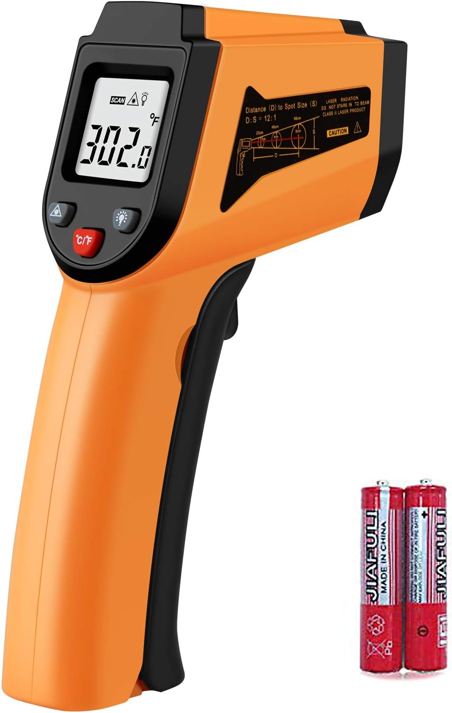 Longhuateng ChengBangDa Laser Infrared Thermometer Non-Contact Digital Temperature Gun-50°C to 400°C(-58°F to 752°F) IR Thermometer for Industrial, Kitchen Cooking, Ovens (Orange) Plastic