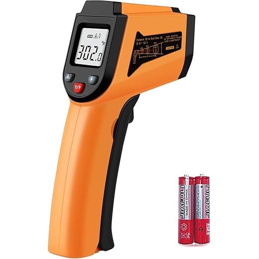 PWWDADA Longhuateng ChengBangDa Laser Infrared Thermometer Non-Contact Digital Temperature Gun-50°C to 400°C(-58°F to 752°F) IR Thermometer for Industrial, Kitchen Cooking, Ovens (Orange) Plastic