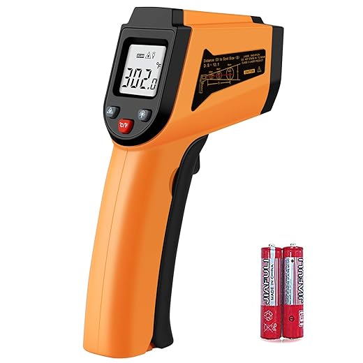 PWWDADA Longhuateng ChengBangDa Laser Infrared Thermometer Non-Contact Digital Temperature Gun-50°C to 400°C(-58°F to 752°F) IR Thermometer for Industrial, Kitchen Cooking, Ovens (Orange) Plastic