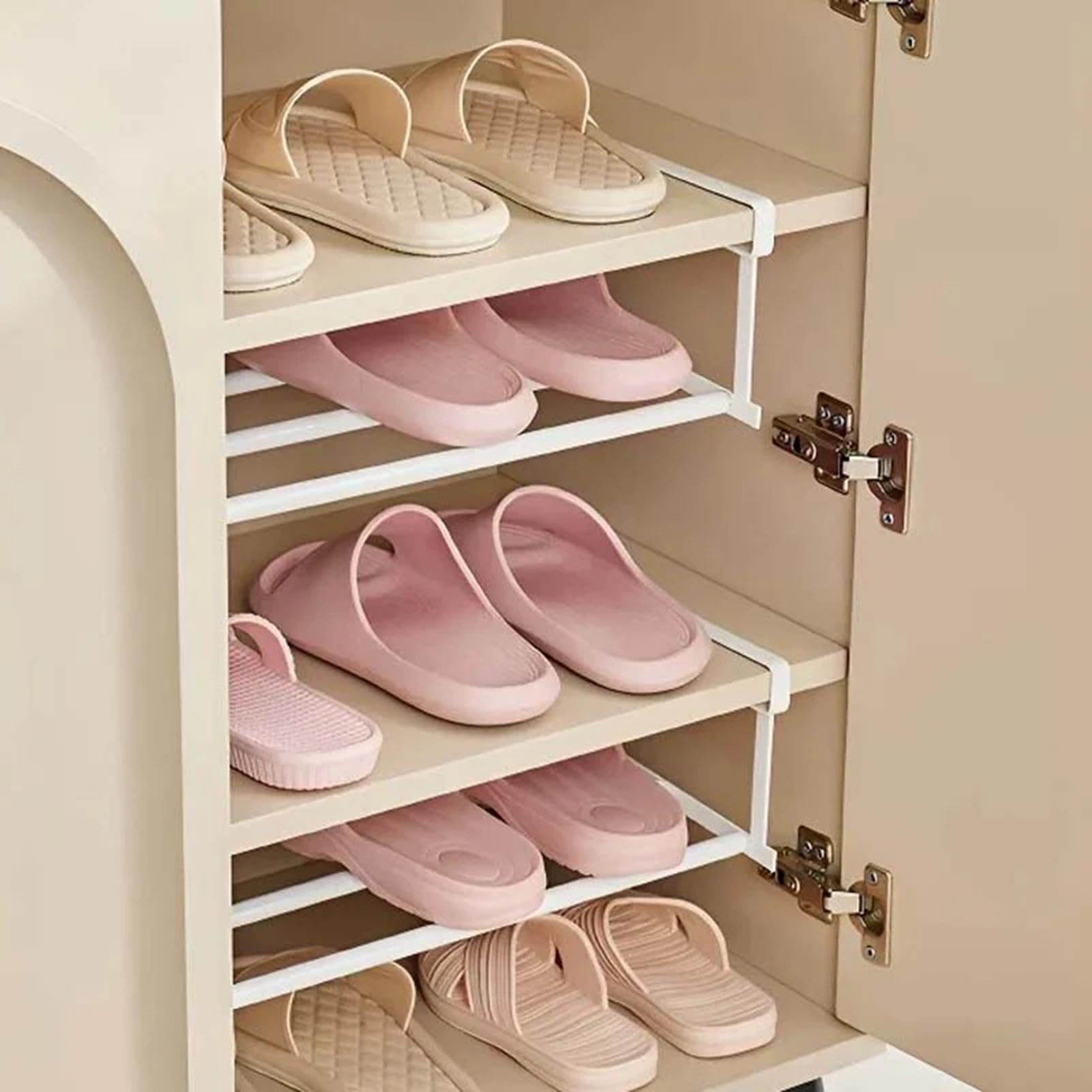 Organizer Scarpe Scarpiera a Doppio Strato Salva Spazio, Organizer per Slot per Scarpe, Regolabile in 5 Altezze (Color : Gray-, Size : 4pcs