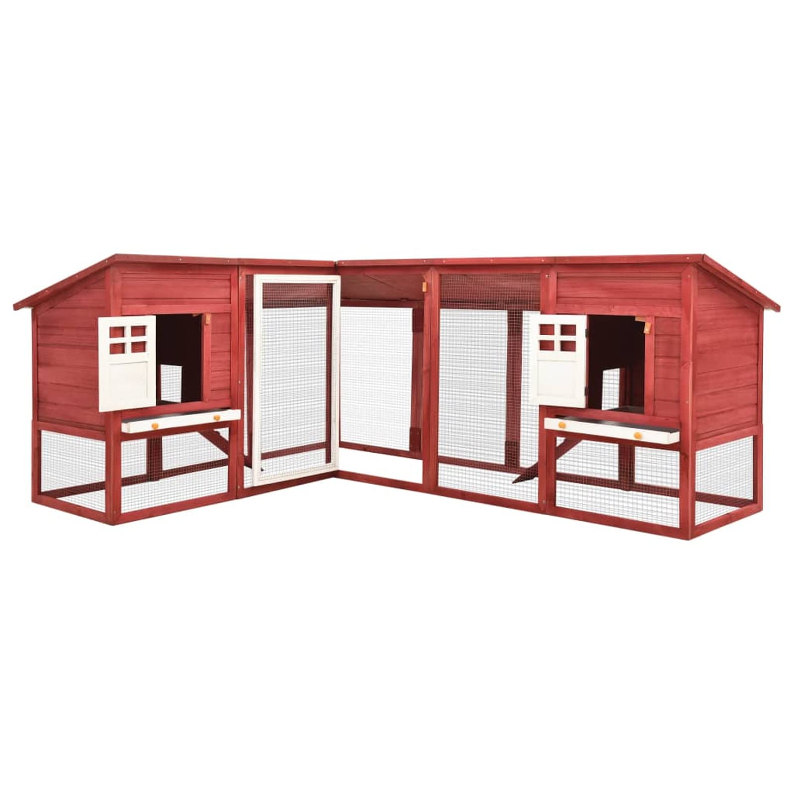 Jaula conejera de Exterior con Corral Madera Abeto Rojo Blanco Conejera De Madera