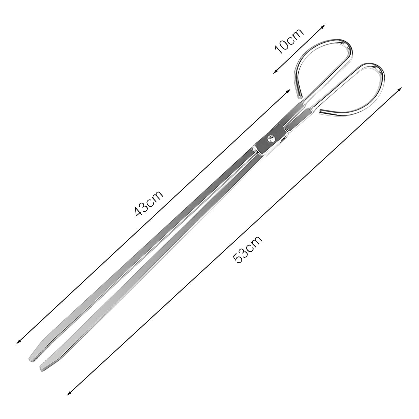 Szczypce kominkowe ze stali nierdzewnej, 53 cm, 48 cm, wytrzymałe szczypce do drewna opałowego, do paleniska na zewnątrz, do wewnątrz, 53 cm