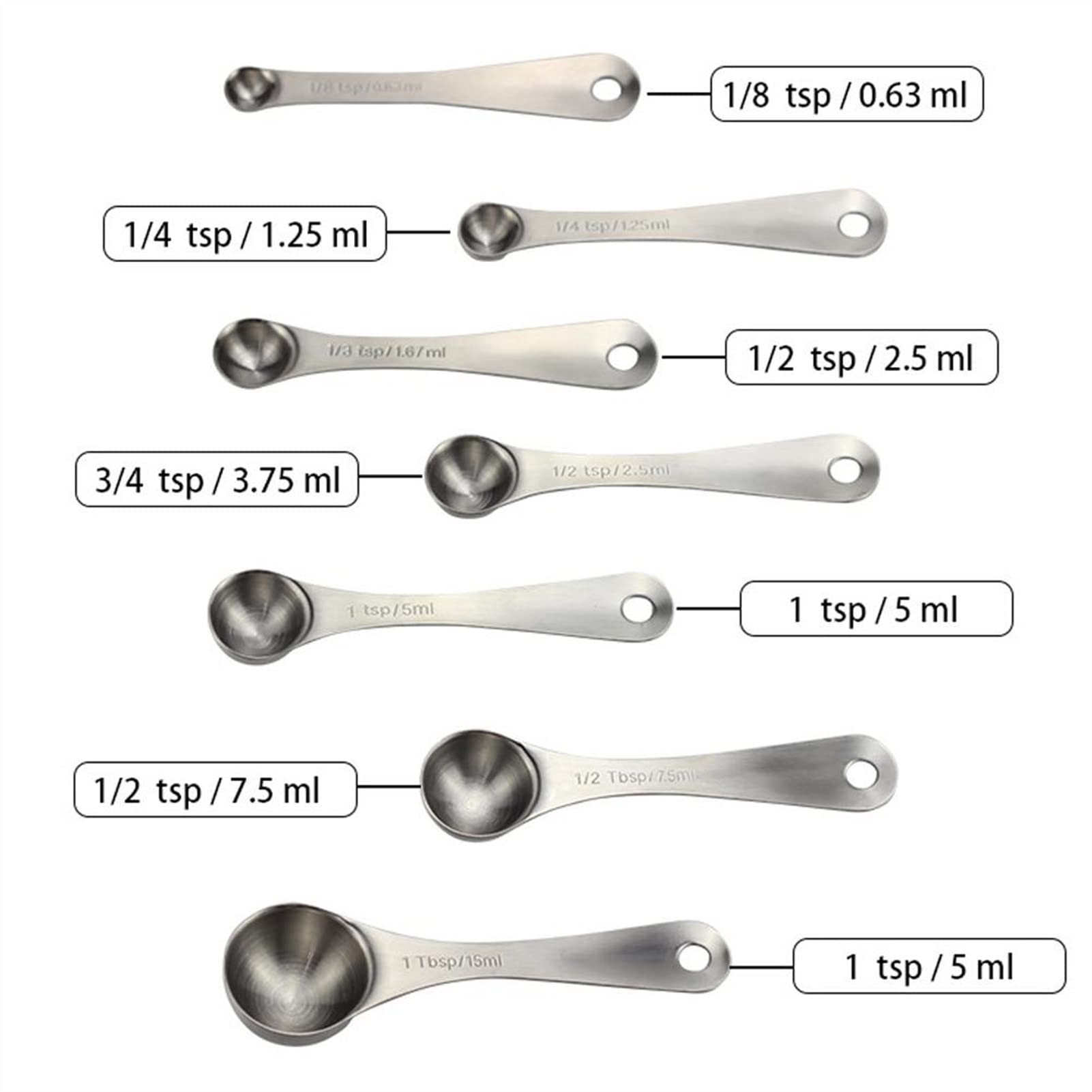 sztuk/zestaw miarki Premium zestaw kuchennych łyżek miarowych do układania w stosy zestaw miarek i łyżek ze stali nierdzewnej (kolor: 7 szt. miarek) (7 szt. miarek)