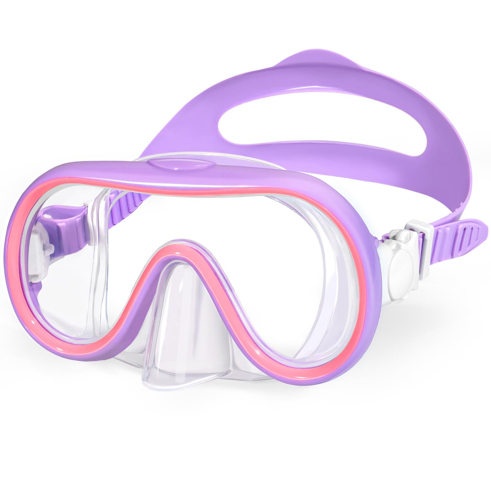 ITOWE Kids Swim Goggles Mask with Nose Cover 3-16, Unique Frame Design 180° Clear View Tempered Glass No Leak for Pool Beach