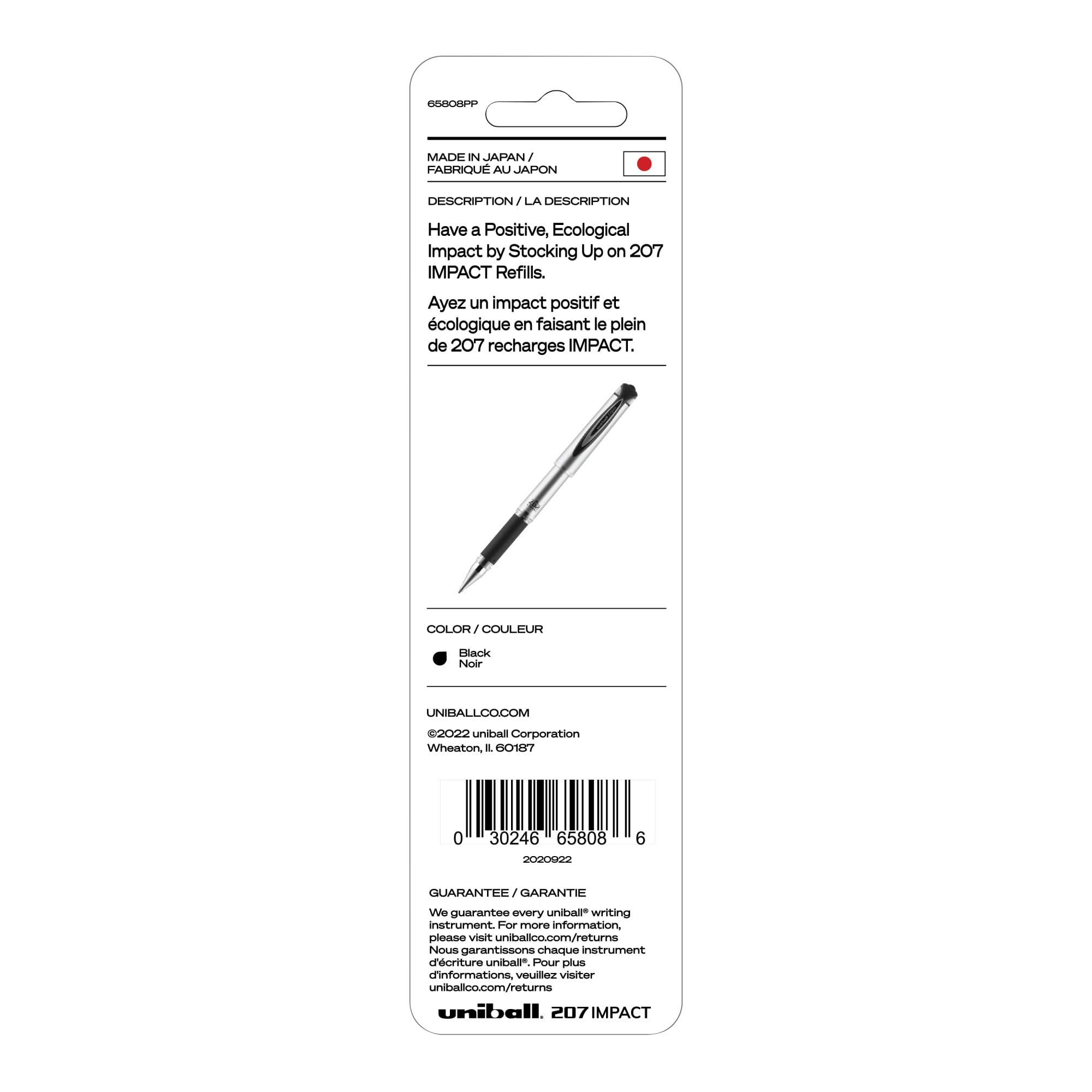 Uniball 207 Ersatzminen für Schlagstifte, 1,0 mm dicke Spitze, schwarze Tinte, 6 Ersatzminen