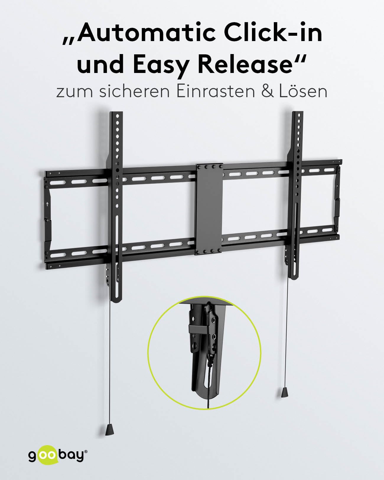 Goobay Wandhalterung 75 Zoll extra flache Halterung für große Fernseher von 43 bis 100“ bis 75Kg max. VESA 800x400 (49742)