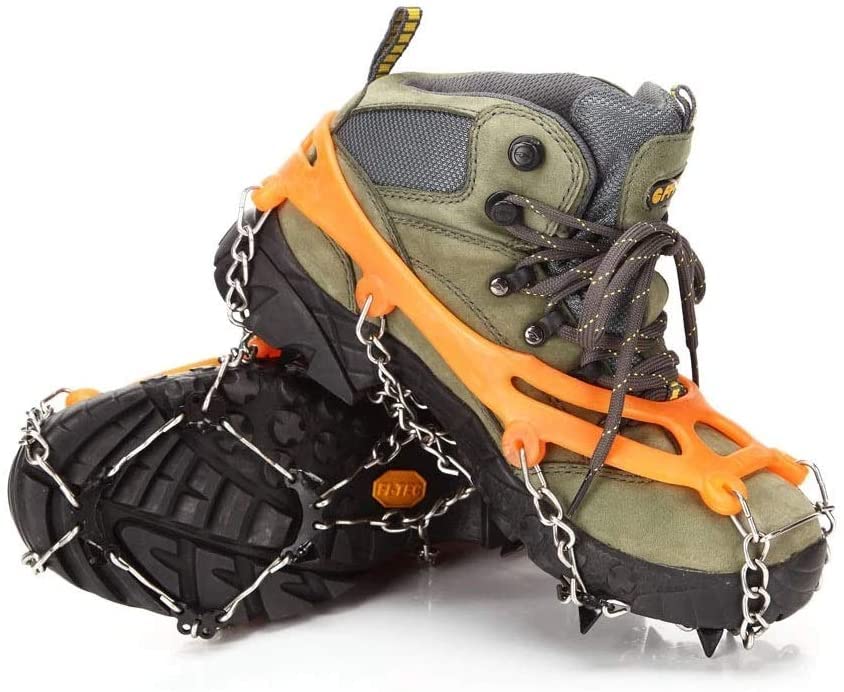 Image of Ice Snow Grips Pairs 8 Teeth Crampons Steel Slip-Resistant Shoes Cover Outdoor Ski Ice Snow Hiking Rock Climbing Crampons