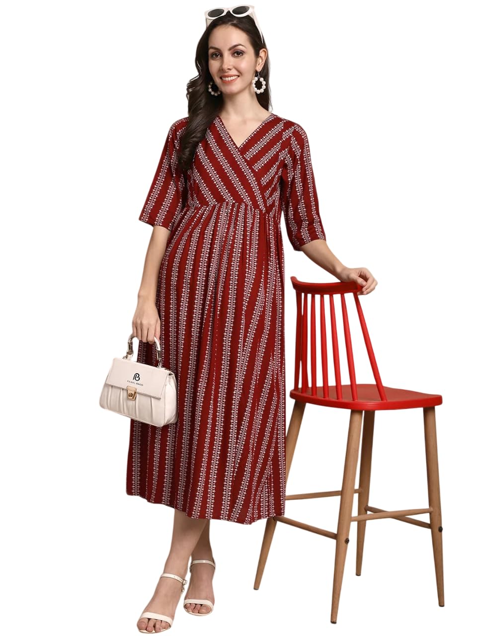 khejal Women Pure Cotton Feeding Kurti for Maternity & Nursing | Floral Printed Pregnancy Gown with Concealed Zip | Comfortable Cotton Nightwear for New Moms-picture-48