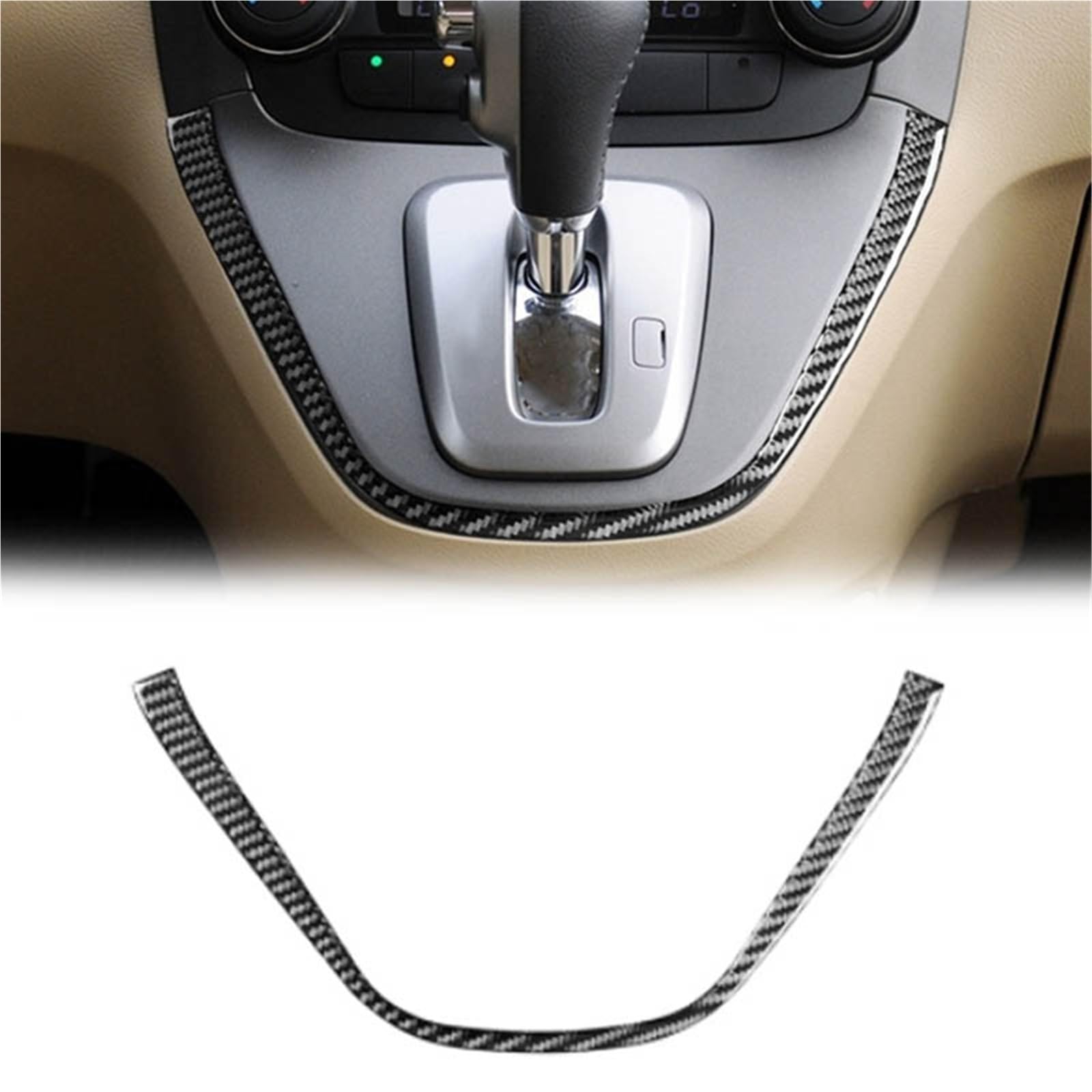 Dtypk Black C Interior Decoration For Crv 2007-2011 Carbon Fiber Car Center Control Gear Shift Panel Outer Frame Cover Trim Accessories(Black C)