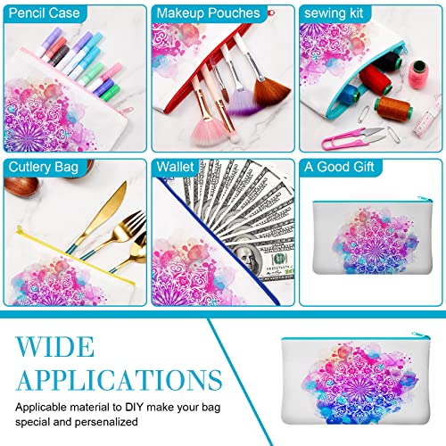 50 Pieces Sublimation Blank Canvas Makeup Bags Bulk Blank Diy Heat Transfer Cosmetic Makeup Bags Canvas Pen Case Pencil Bags Clear Sublimation Blank Pouch With Zipper (Mixed Colors, 7 X 4.3 Inch) #TOP4