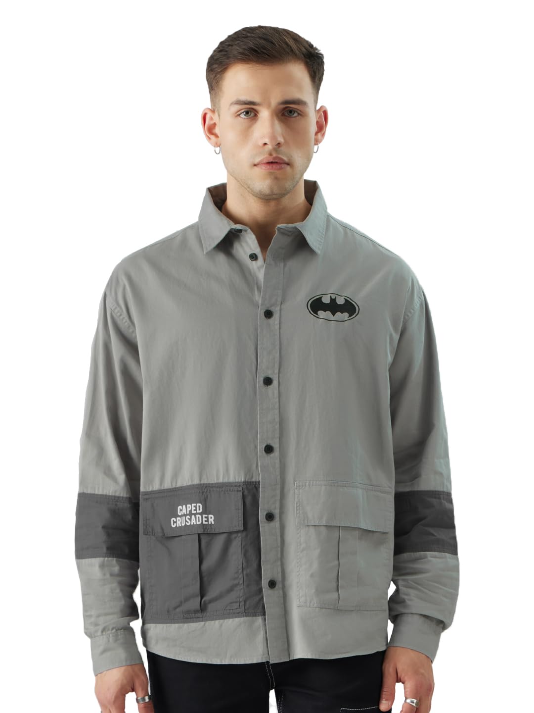 The Souled Store Batman Men's Gray Long Sleeve Shirt Grey