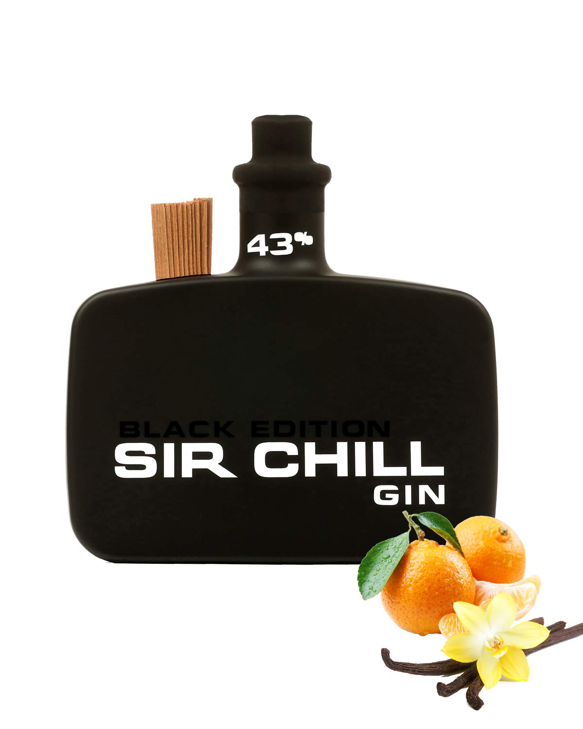Sir Chill Gin Black Edition, belgischer Premium Dry Gin mit feinem Tabak Aroma, 0,5 l Glasflasche, 43% Alkohol