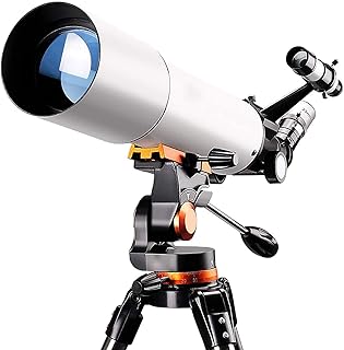 Telescópio astronômico, telescópios profissionais de observação de estrelas para iniciantes adultos, telescópio refrator de astronomia de 80 mm, com tripé ajustável, ocular 10 mm / 25 mm telescópios