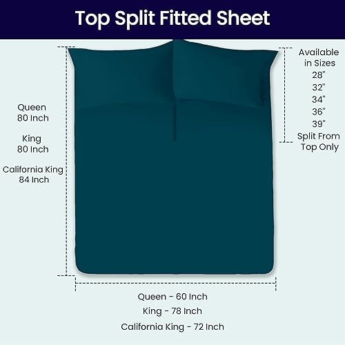 Vista 12 de SGI Bedding Sábana bajera ajustable King de 32 pulgadas, con cabezal flexible, solo 100% algodón egipcio, 1000 hilos, sábana bajera ajustable