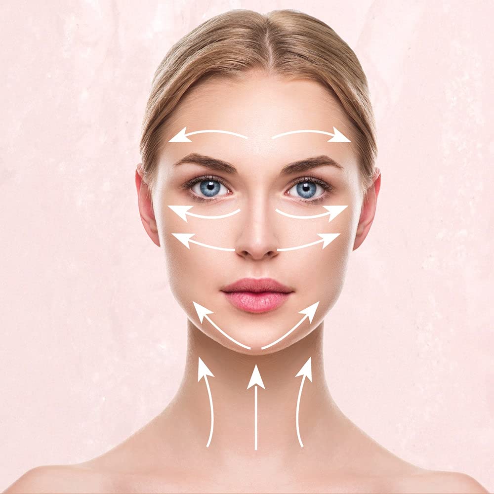 ForPro Professional Collection Rodillo de cara eléctrico y masajeador de ojos, herramienta vibrante 2 en 1 para el cuidado de la piel, cuarzo rosa