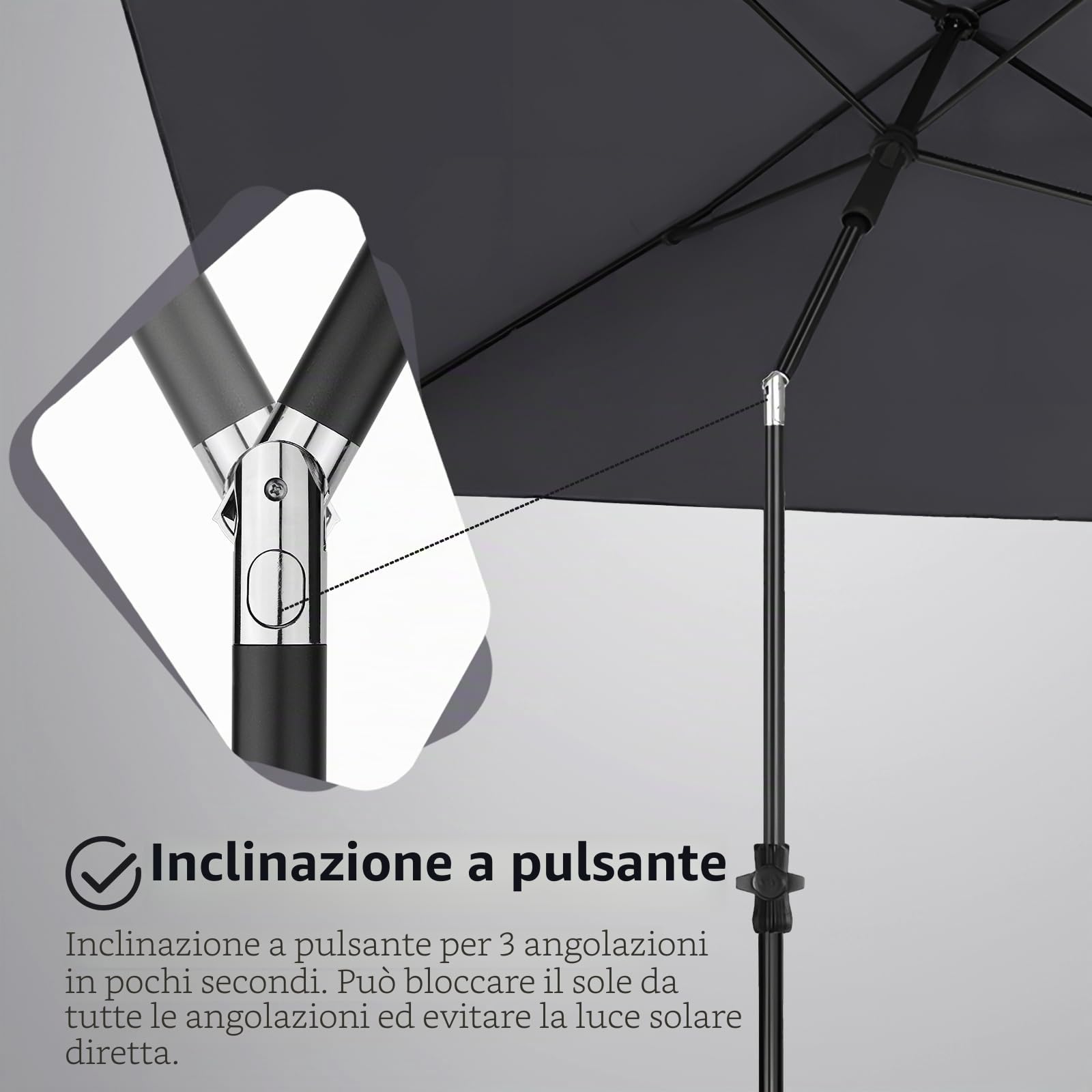 Sekey Ombrellone Parasole, per Giardino, terrazza, Protezione Solare UPF50+, Rettangolare