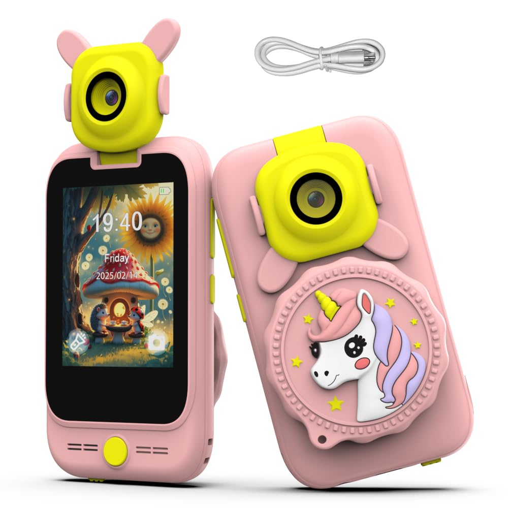 Kids 2-in-1 Camera & Microscope Toy,200X Magnification Microscope,Flip Photo Lens for Kids Camera,2.8" Touchscreen STEM Science Educational Toy for 3-12 Boys Girls,No TF Memory Card Included,Pink — image 1