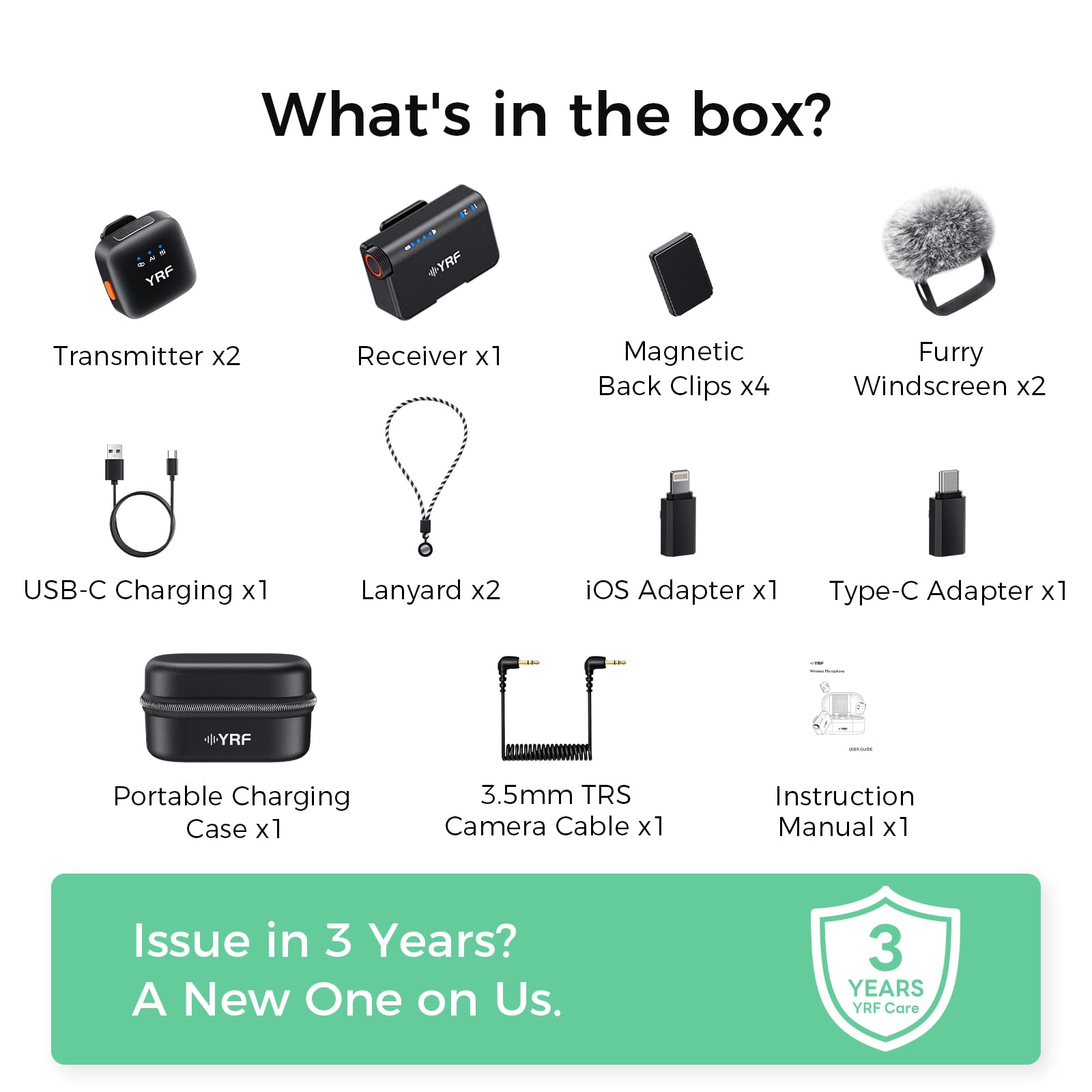 Amazon.com: YRF Mic 2 (2 TX + 1 RX + Charging Case), mini Wireless