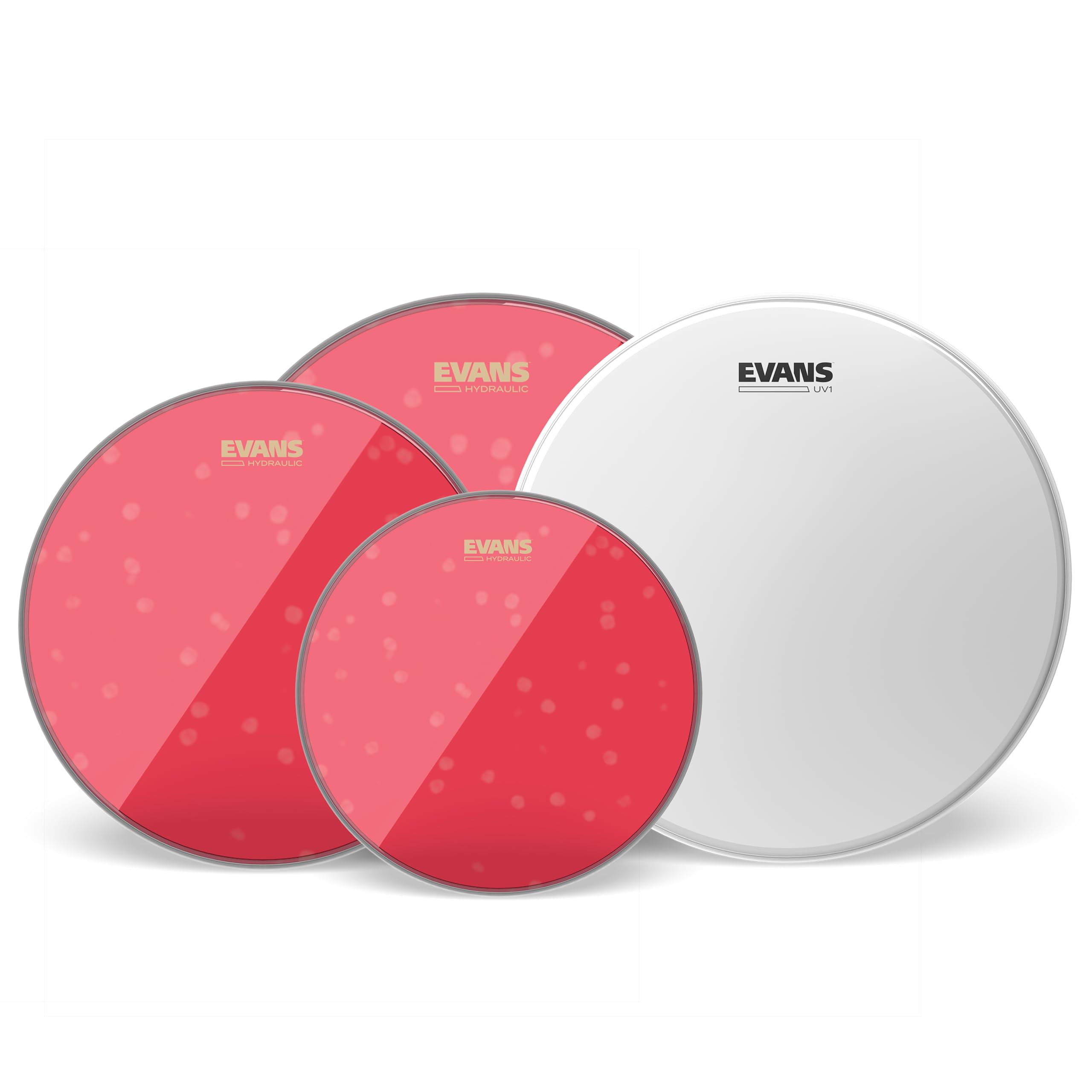 Evans Hydraulic Red Fusion - Confezione pelli (10", 12", 14") con pelle battente per rullante con rivestimento UV1