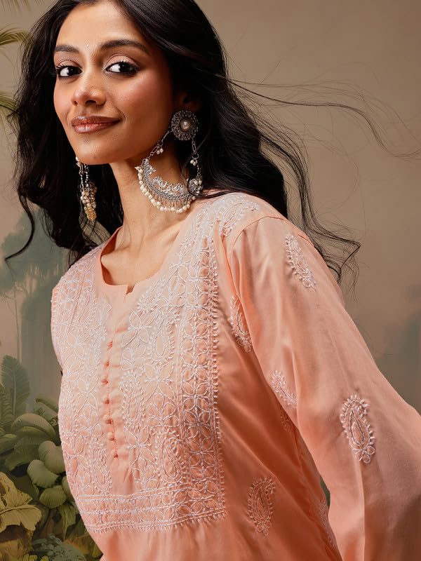 Image of Ada Hand Embroidered Lucknowi Chikankari Cotton Top for Women A911459