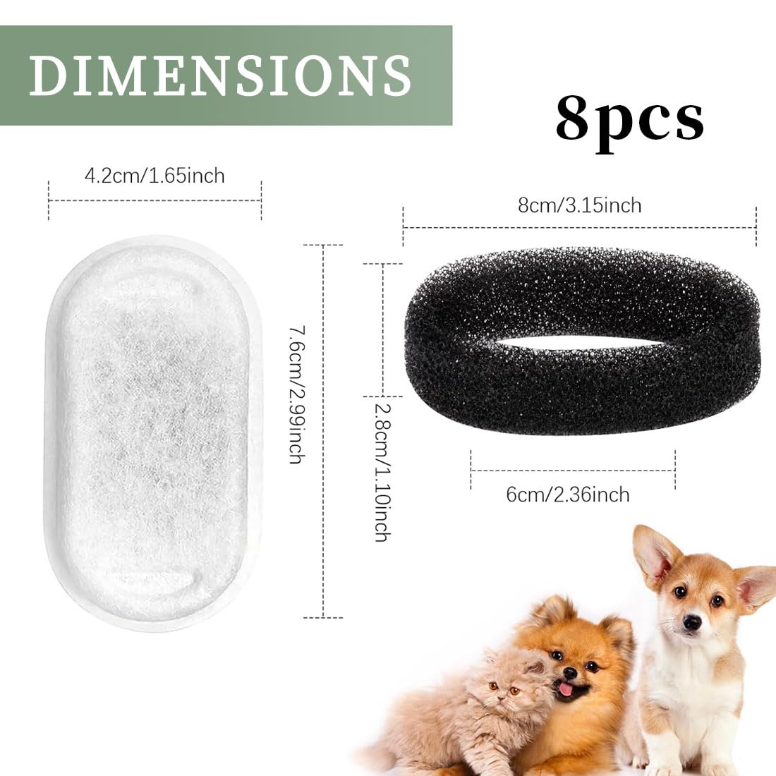 LEEQBCR 4 Pieces Carbon Filter and 4 Pieces Foam Sponge - Image 2