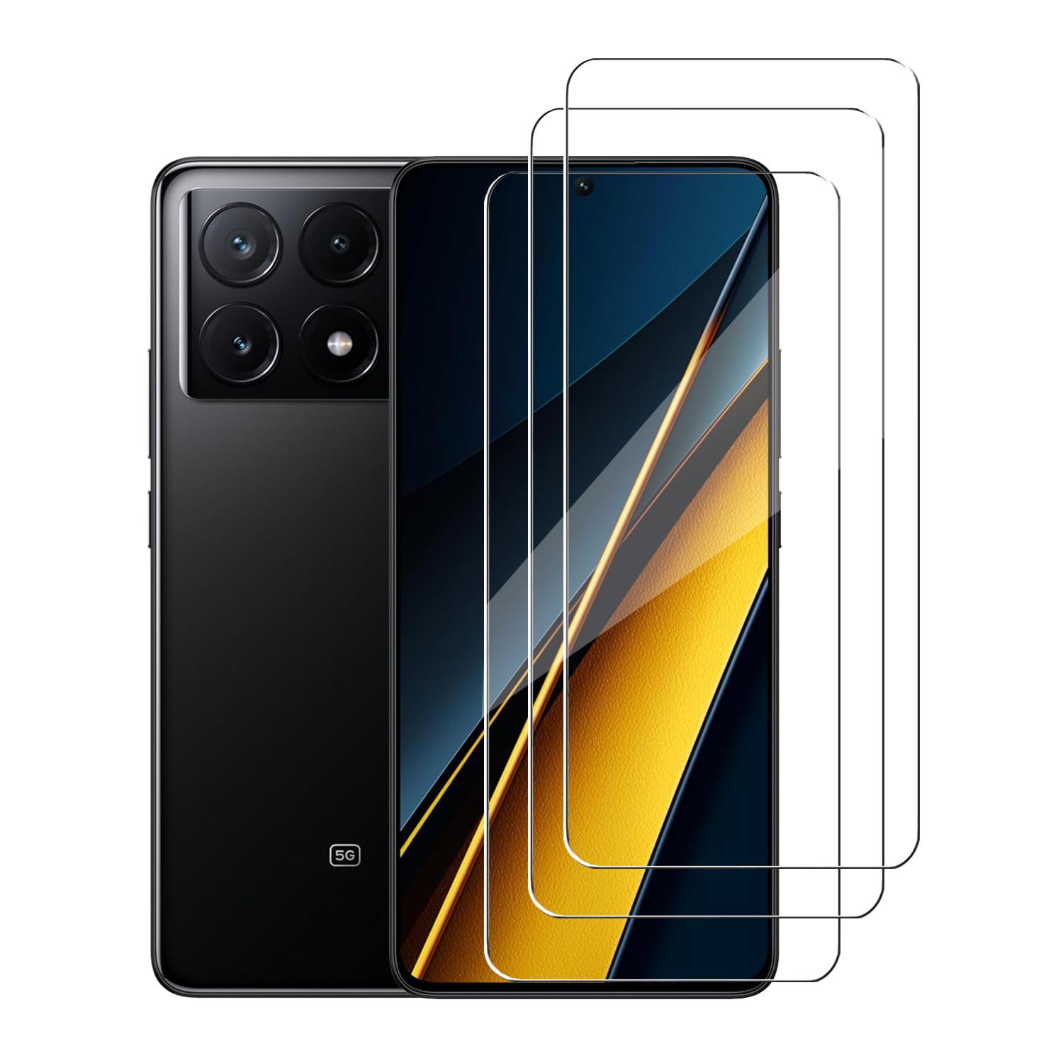 WRTBS[3 Pack] Tempered Glass for Xiaomi Poco X6 Pro 5G Screen Protector,9H Hardness High Definition Clear Scratch Resistant Bubble Free Anti-Fingerprints