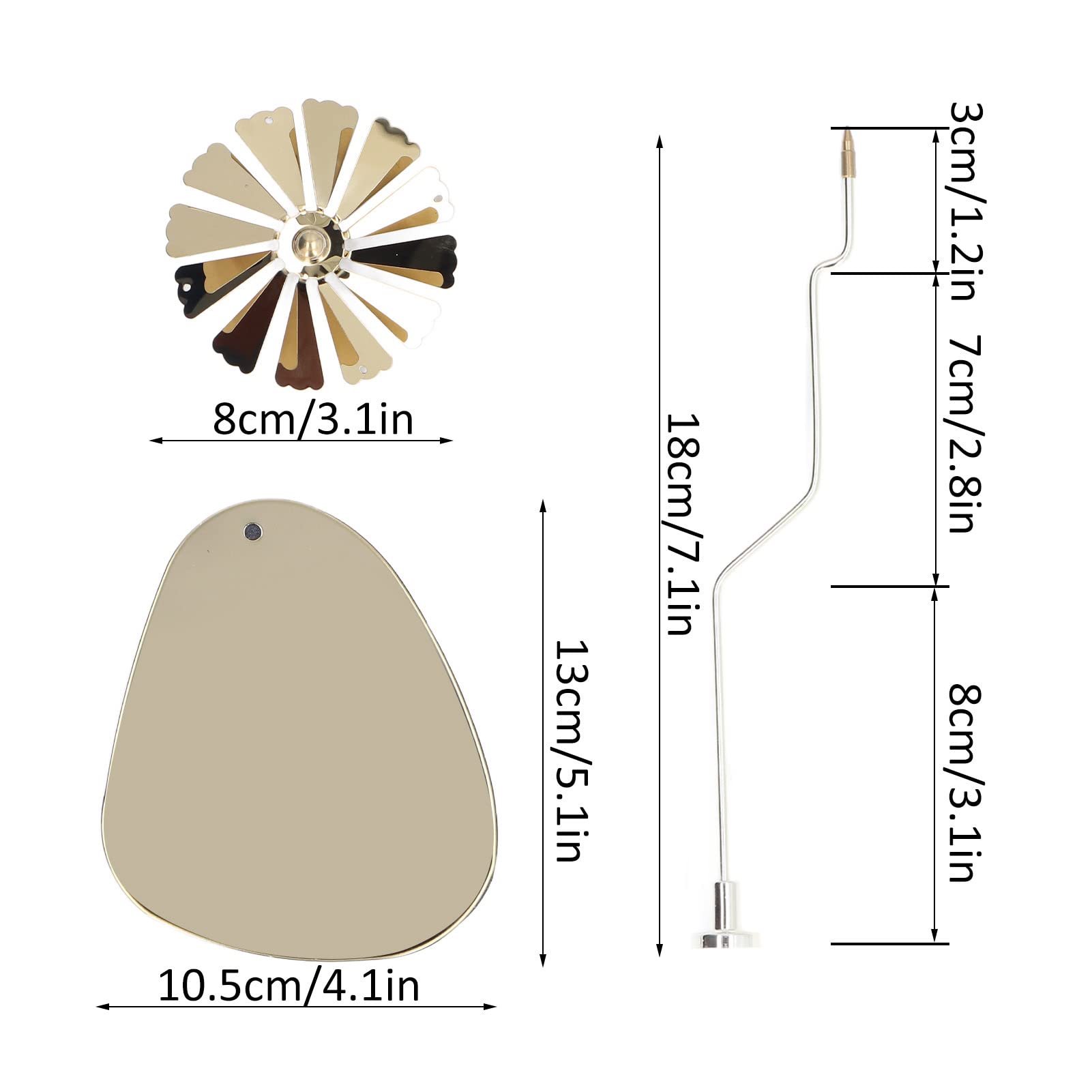 Candle Holder Round Triangle Rotating Aromatherapy Wind Chime Tray With Golden Butterfly (No Candle Cup)