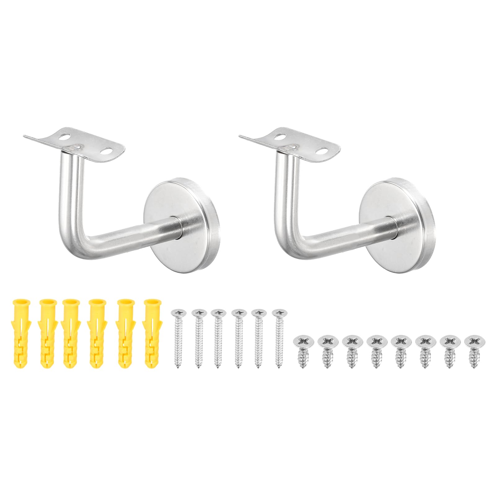 sourcing map 2 Pack Stainless Steel Handrail Bracket, Wall-Mounted Railing Support with Screws, Curved Surface Staircase Hand Railing Brackets for Home Hotel (2.4" x 2.5") โ image 1