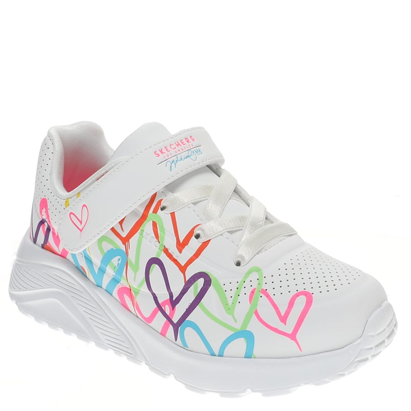 Skechers Baskets Uno Lite Love Levitate pour Fille, Bordure Multicolore Fluo synthétique Blanc, 7 UK Child