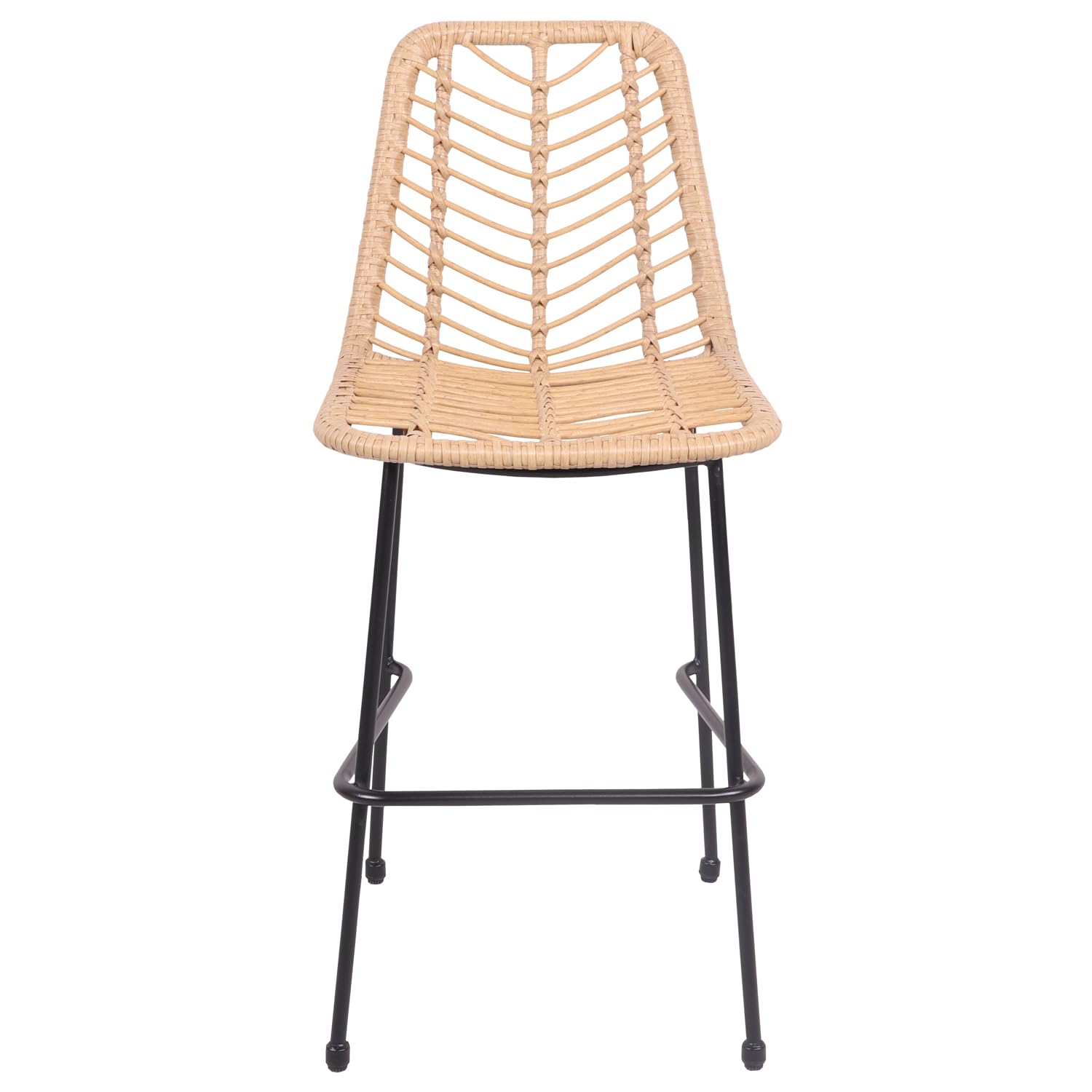 Happy Garden Lot de 2 tabourets de Bar en rotin synthétique OKA avec Repose-Pieds, Tabourets avec Dossier Marron