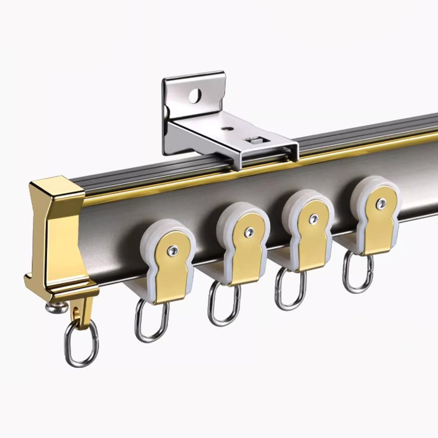 Bendable Curtain Track Rail Wall Mounted, Heavy Duty Bay Window Curved(Champagne,350cm (11.5ft))