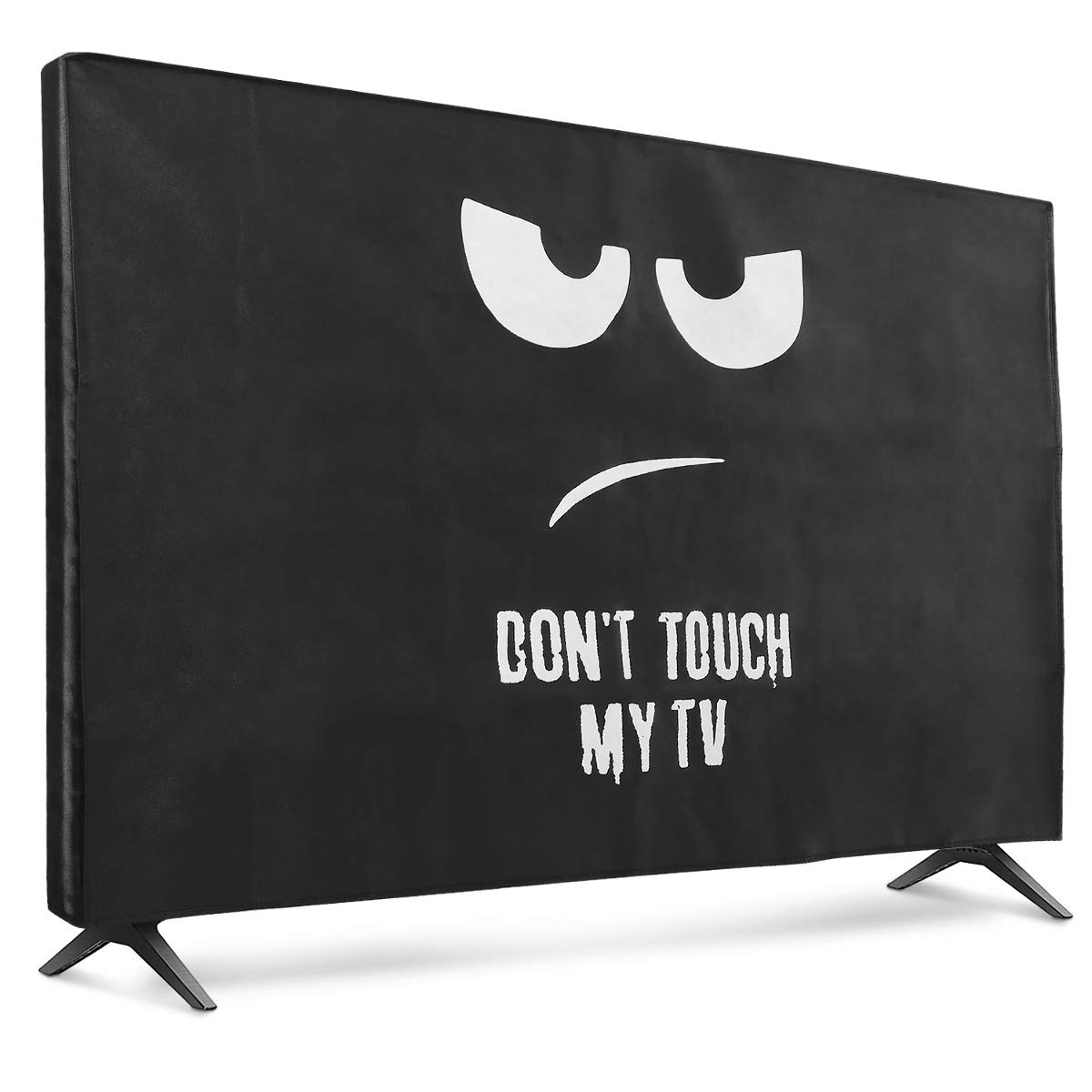 Kwmobile Housse écran TV Compatible Avec 55" TV - Protection D'écran Télévision En Lin - Noir