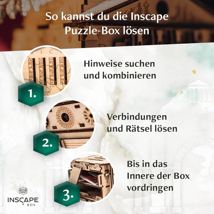 INSCAPE Maya Puzzle Box - Escape Room In A Box For Adults - Cluebox - Mind Puzzles For Adults - Puzzle Boxes With Hidden Compartments - Puzzle Boxes For Adults - Wooden
