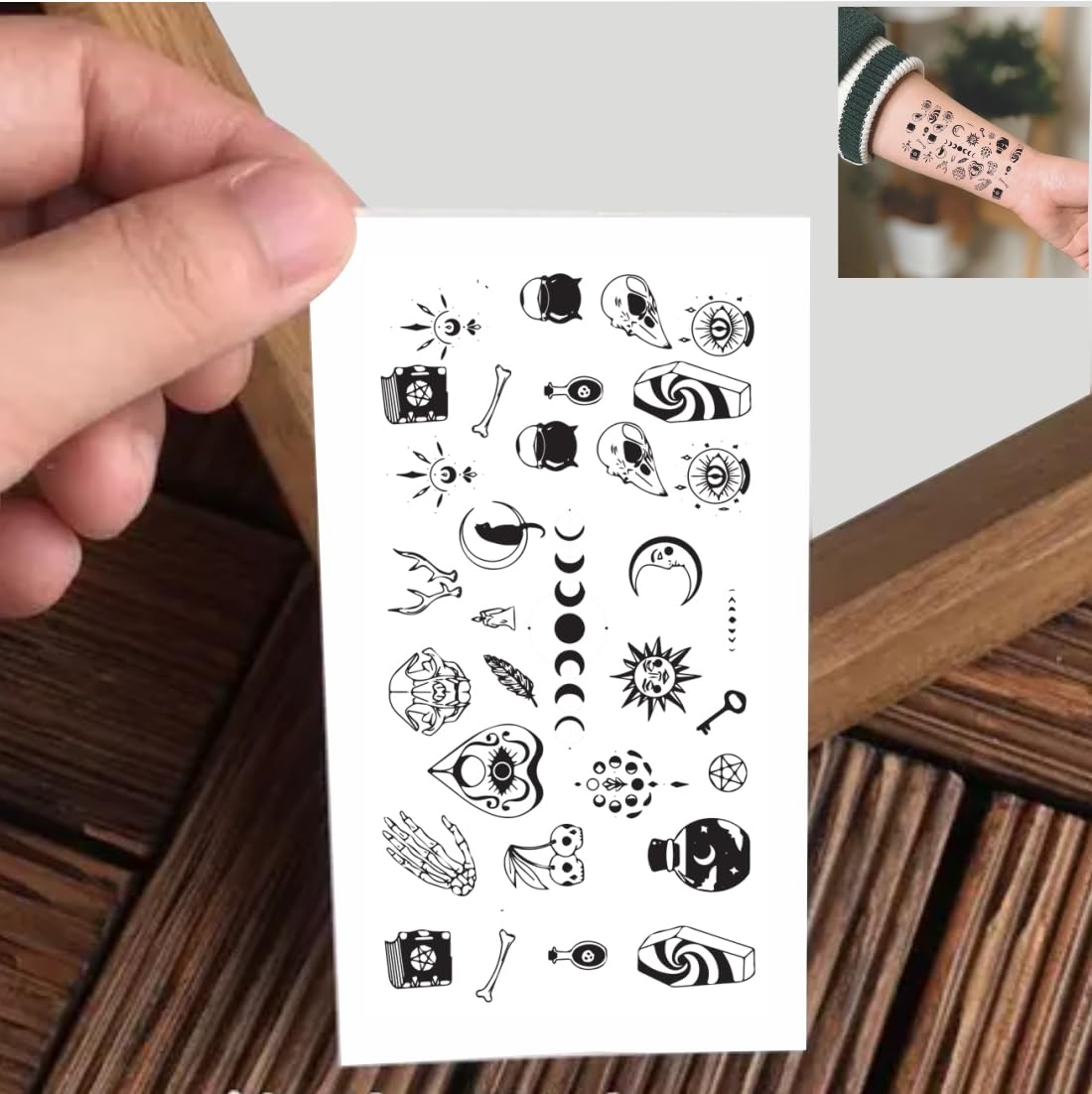 VANVATI Small Mini Sun, Moon, Skull, And Bone Temporary Tattoo Sticker For Male And Female Tattoo Sticker