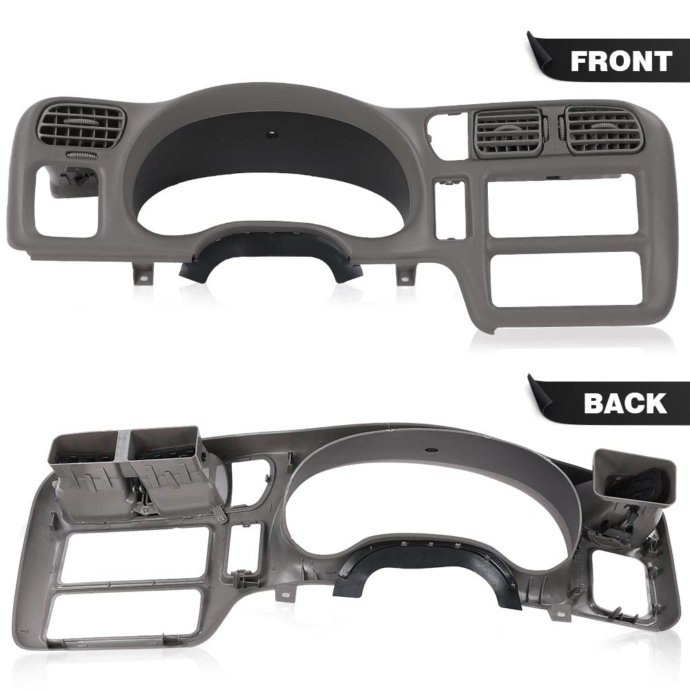 PIT66 Dashboard Bezel Replacement For Blazer, Jimmy, Sonoma, S10 1998-2004 - Dark Gray, Fits Single Din Radio Only