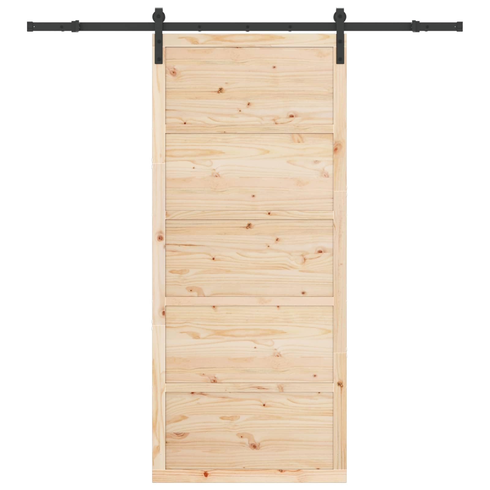 Porta scorrevole 80 x 208 cm in legno di pino, porta salvaspazio per interni, con sistema a binario, porta scorrevole