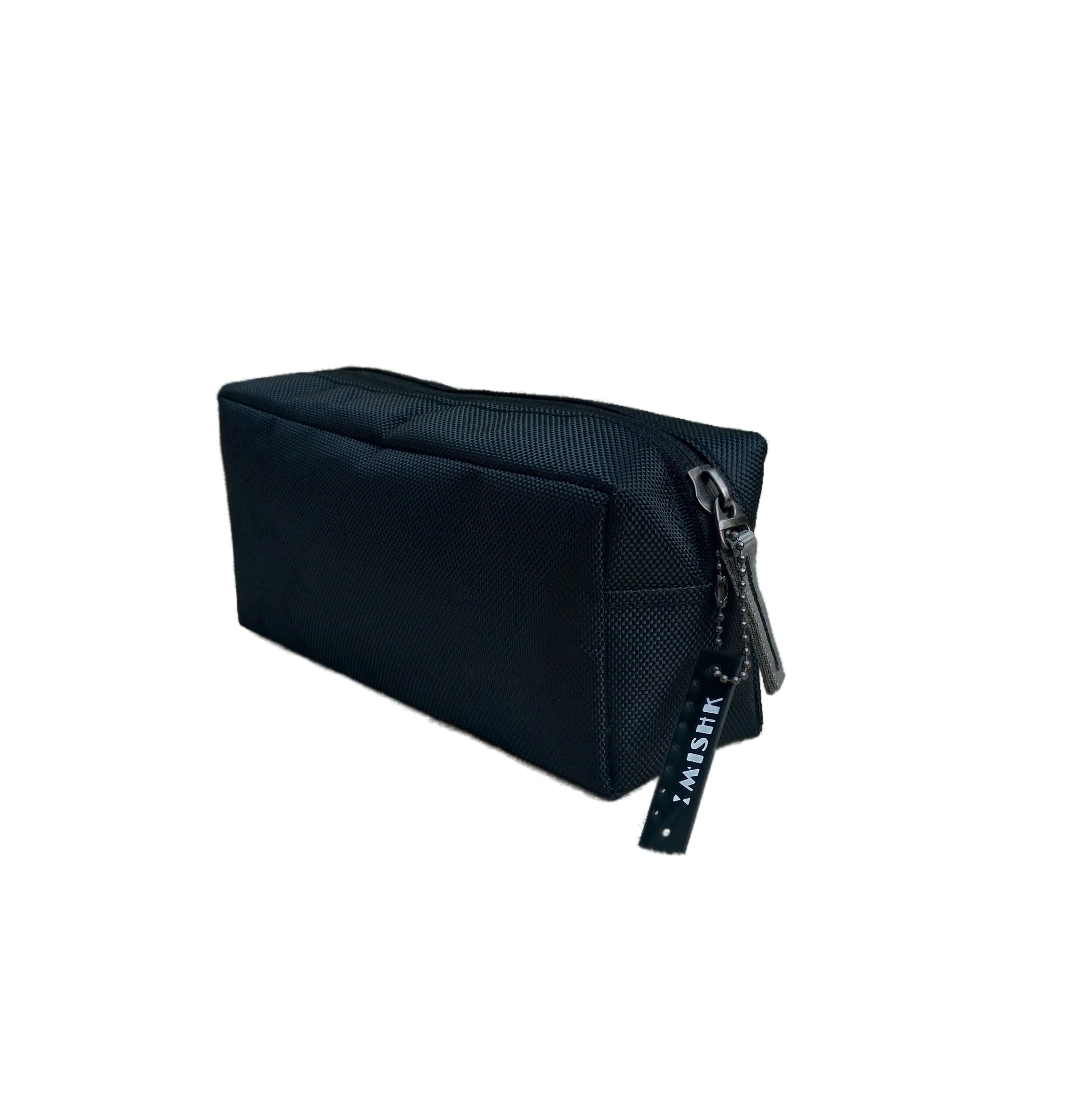 mishk Nylon Large Capacity Pencil Pen Case Stationery Small Pouch Organizer Bag For Students Girls Boys Adults Office (Black)-picture-49