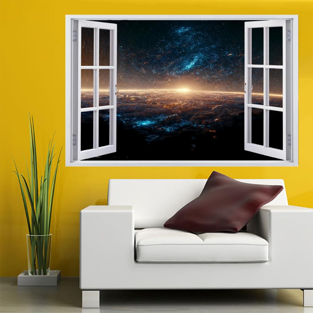 Adesivi Murali 3D Fracassati Terra Poster Rimovibile Per Arte Del Tatuaggio Da Parete Universo Fotomurali Decorazioni Per La Casa Camera Da Letto Per Bambini Decorazioni 120x80cm