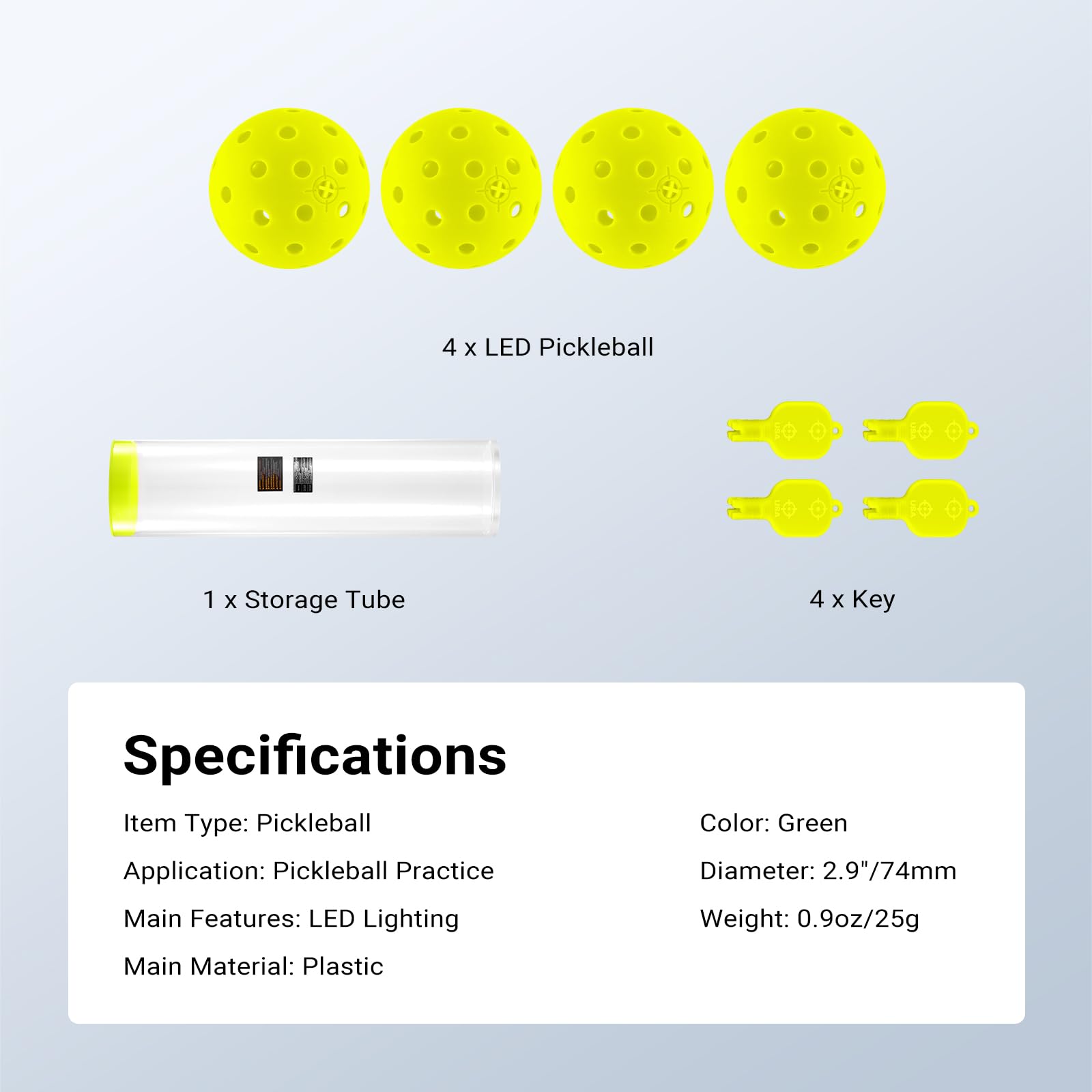 NEEWER LED Pickleball Set, leuchtende Pickleball Bälle für Dunkelheit mit Aufbewahrungsröhre für nächtliches Pickle Ball Training und Übungen im Freien