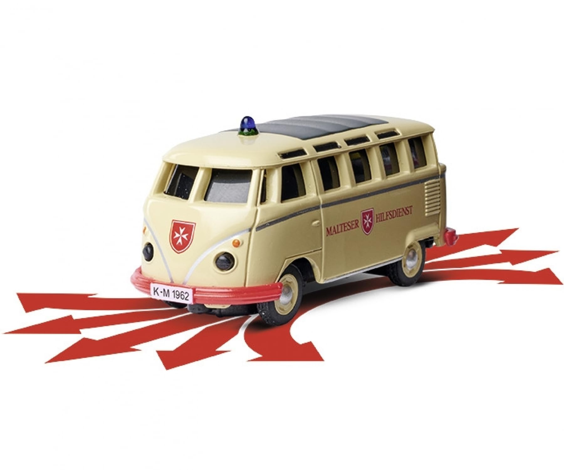 Carson 500504152 1:87 VW T1 Police+ Maltese Combo 2,4GHz LCD - modelo listo para conducir, mando a distancia de 2,4 GHz con conexión de carga, incl. 4 pilas AAAA de emisor, con iluminación LED, manual