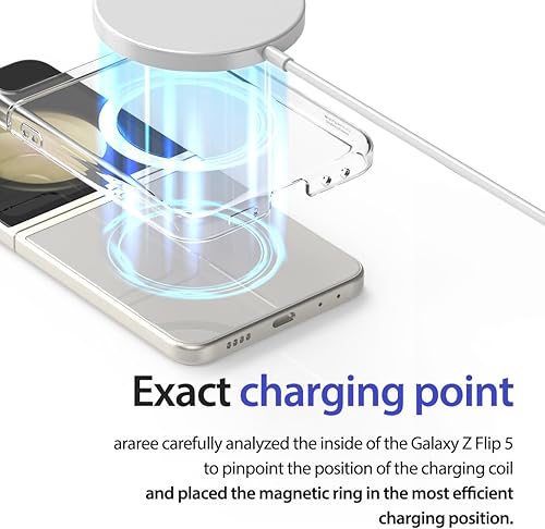 Miniatura 2 de araree Nukin M - Funda para Samsung Galaxy Z Flip 5, compatible con cargador inalámbrico Magsafe, funda delgada transparente a prueba de arañazos,