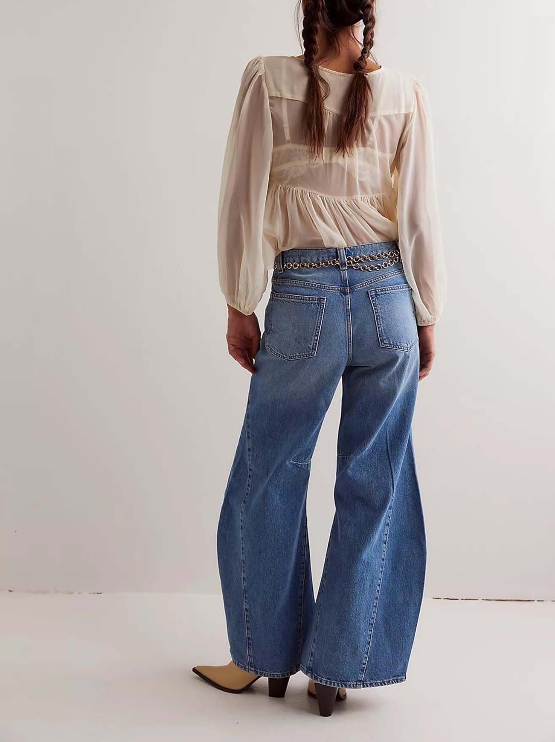 Womens Wide Leg Jeans High Waisted Baggy Jeans Y2k Boyfriend Washed Flared Denim Pants Hip Pop Trousers Streetwear