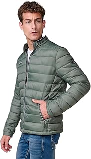 Koroshi Chaqueta cazadora acolchada hombre cuello redondo alto y cierre cremallera.