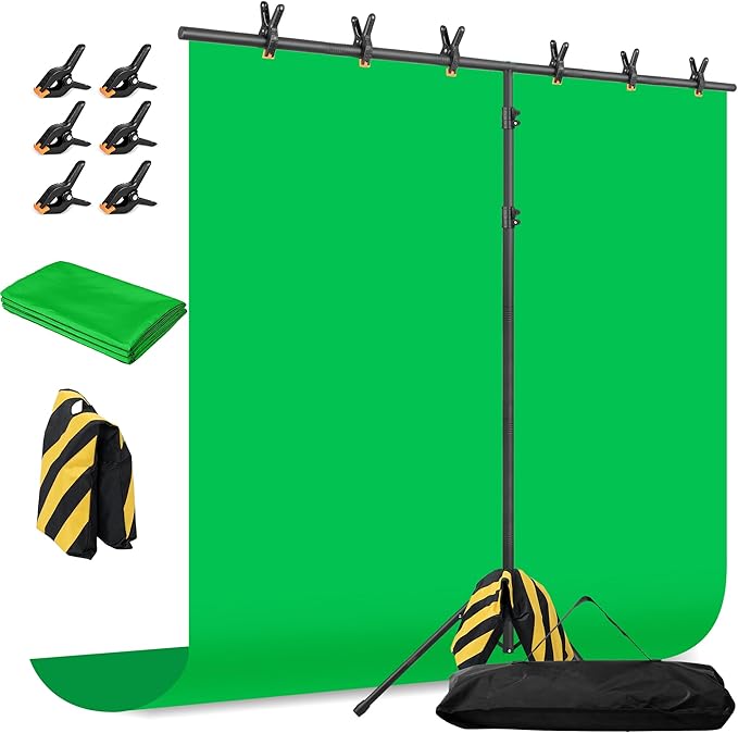 Green Screen Backdrop with Stand - Professional video background solution for social media content creation and virtual meetings