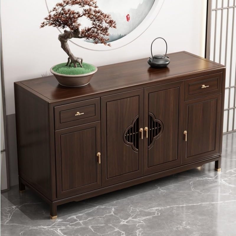 Küchenvorratsschrank Holz-Sideboard im chinesischen Stil, Wohnzimmer, Foyer, Eingangsschrank, Lagerschrank, Restaurant-Sideboard, multifunktionaler Lagerschrank Buffetschrank Mit Stauraum(130*40*90cm)
