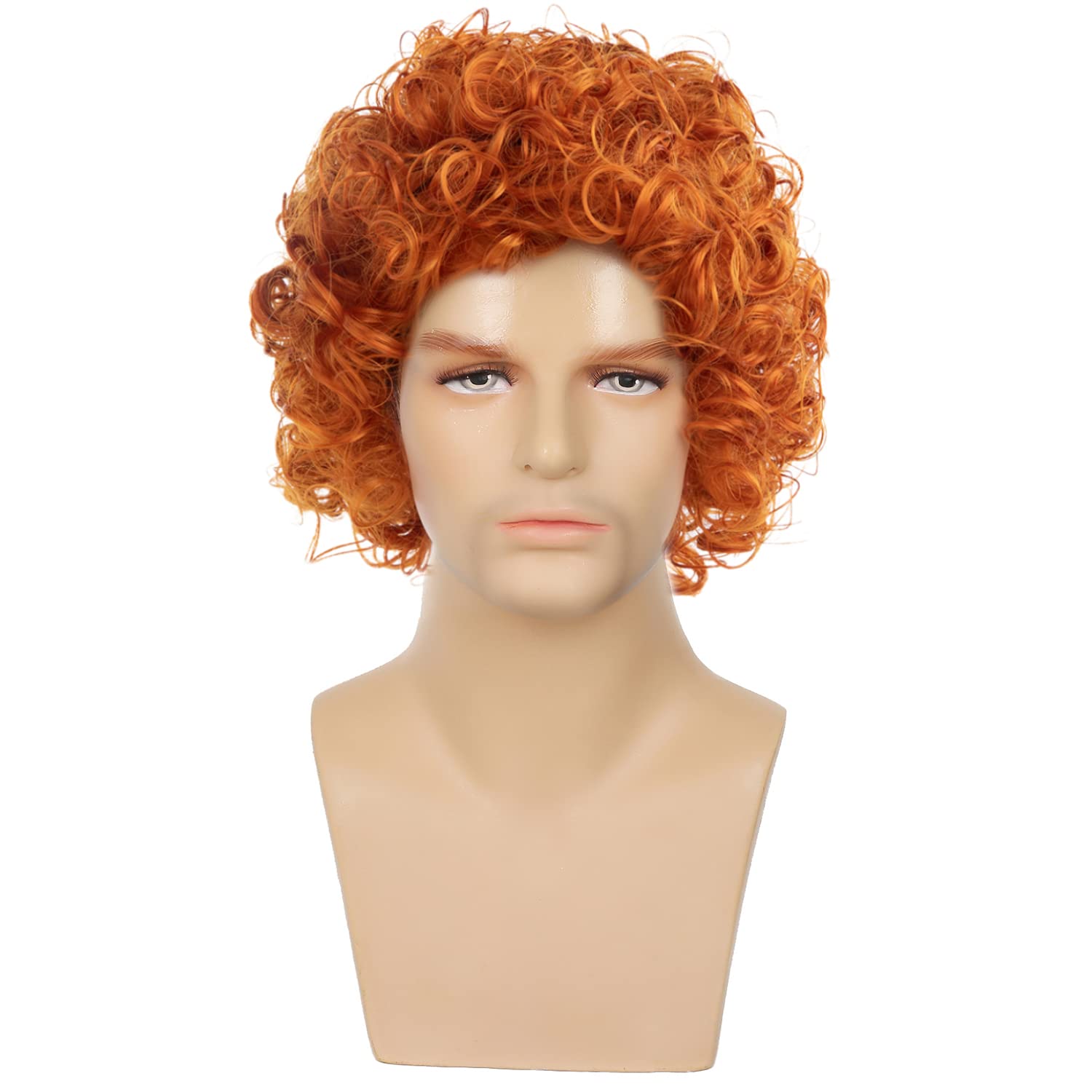 Short Curly Orange Wig Short Afro Wig for Male Cosplay Costume Daily Hair Synthetic Heat Resistant Mens Full Wigs